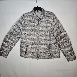 Ilse Jacobsen Hornbaek Women Down Puffer Jacket Size 14 Paisley Print Full Zip